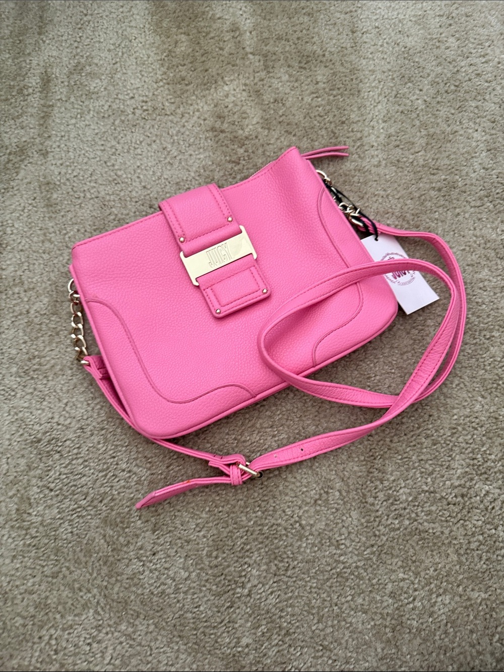 Juicy Couture Hot Pink Pebbled Crossbody with Gold Hardware